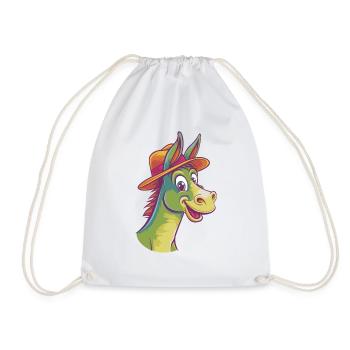 Cheerful Donkey - Drawstring Bag - white - Front
