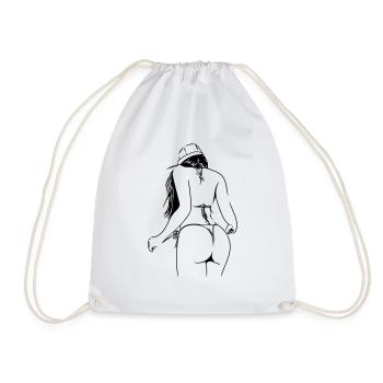 lady in bikini - Drawstring Bag - white - Front