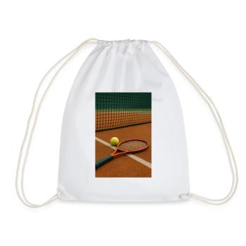 Tennis - Racket and ball - Drawstring Bag - white - Front