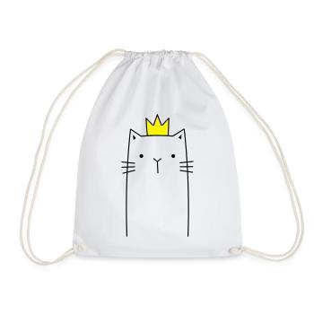 Cat with crown Prince princess gift - Drawstring Bag - white - Front