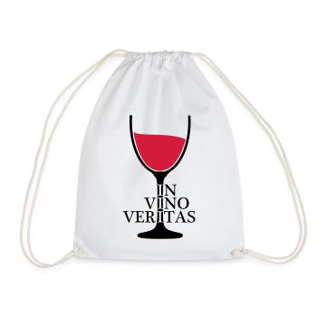 IN VINO VERITAS Wein Weinglas 2c - Turnbeutel - Weiß - Vorne