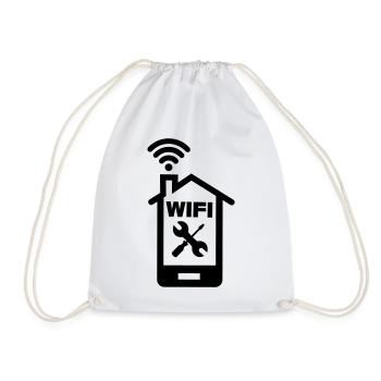 Smartphone Home Logo Home WIFI mit Tools - Turnbeutel - Weiß - Vorne