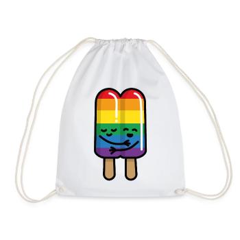 Ice Cream Gay Couple Rainbow Flag LGBT Gay Pride - Drawstring Bag - white - Front