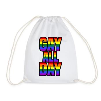 Gay All Day - Drawstring Bag - white - Front