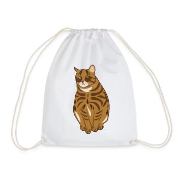Landrace cat - Drawstring Bag - white - Front