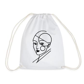 Black Geometric Human - Drawstring Bag - white - Front