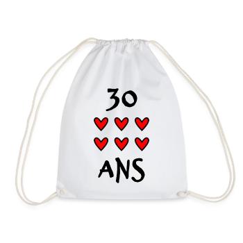 30. 30 YEARS. 30th ANNIVERSARY. 30 YEARS ANNIVERSARY. - Drawstring Bag - white - Front