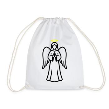 angel-angel-wing-silhouette-simple-1 - Drawstring Bag - white - Front