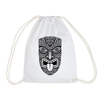 Tribal Mask – Mystical Symbol - Drawstring Bag - white - Front