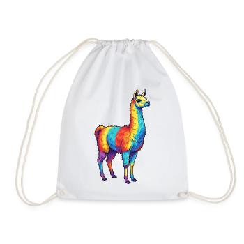 Bunte Lama-Regenbogen-Pop-Art-Aquarell - Turnbeutel - Weiß - Vorne