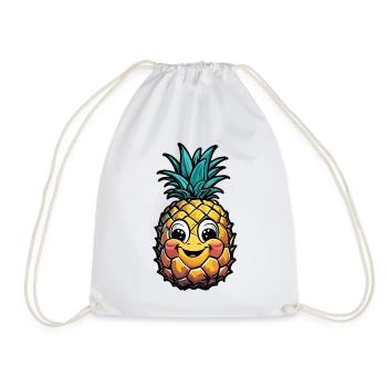Smiling pineapple - Drawstring Bag - white - Front