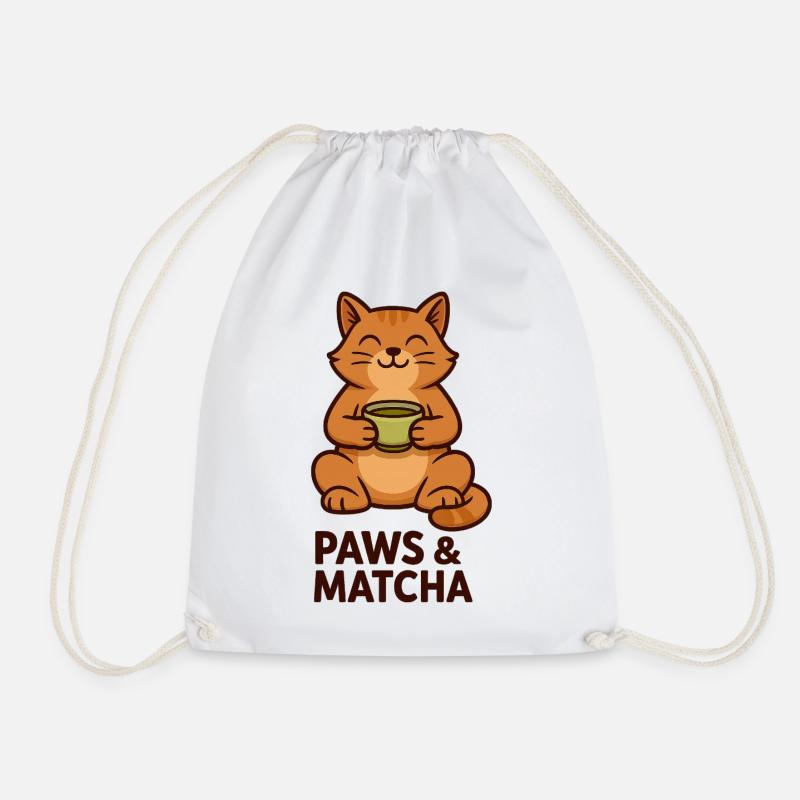 Pfoten & Matcha Katze - Turnbeutel - Weiß