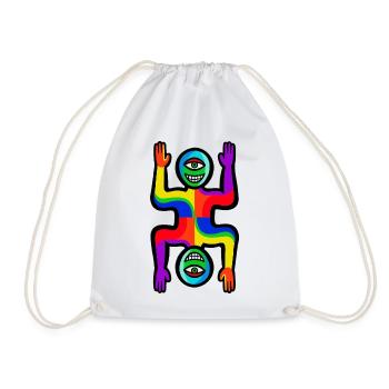 Rainbow Two Faces Figure - Drawstring Bag - white - Front
