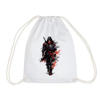 Dark Shadow Warrior Watercolor Painting - Drawstring Bag - white - Front