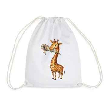 Süße Giraffe zum Schulanfang mit Schultüte - Turnbeutel - Weiß - Vorne
