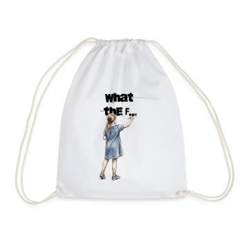 Girl Painting WTF Statement Artwork - Drawstring Bag - white - Front
