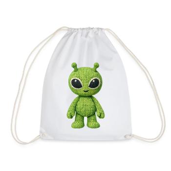 Green alien in knitted look - Drawstring Bag - white - Front