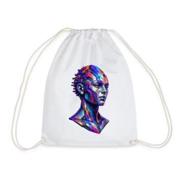 Futuristic Android – Geometric AI Art - Drawstring Bag - white - Front