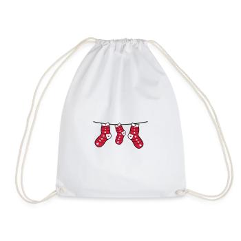 christmas socks - Drawstring Bag - white - Front