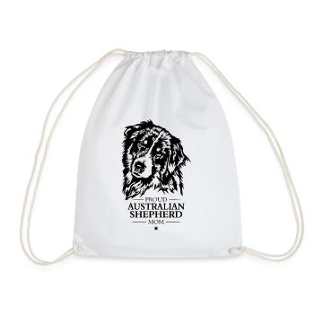 Australian Shepherd Mom Dog Dog Wilsigns - Drawstring Bag - white - Front
