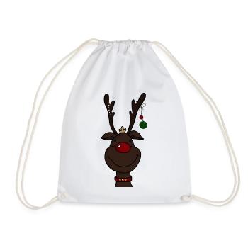 Rentier Weihnachten Christmas Geschenk Weihnacht - Turnbeutel - Weiß - Vorne
