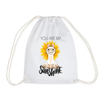 Alpaca Sunflower Love Couple Sunshine - Drawstring Bag - white - Front