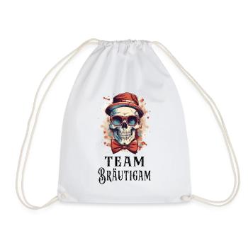 JGA Team Bräutigam Totenkopf Junggesellenabschied - Turnbeutel - Weiß - Vorne