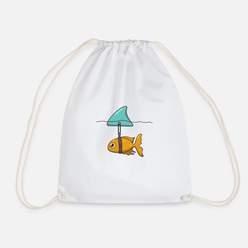 Goldfish with shark fin - Drawstring Bag - white