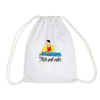 Fish booth market - Drawstring Bag - white - Front