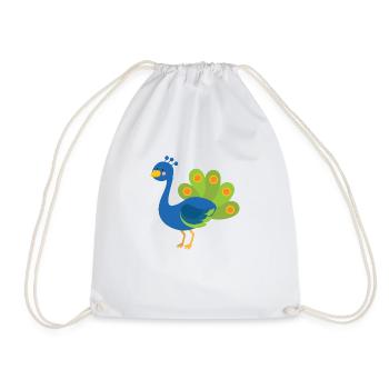 peacock - Drawstring Bag - white - Front