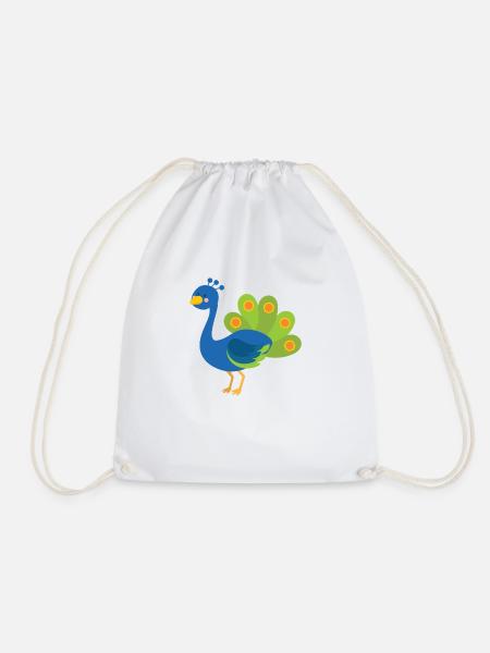 peacock - Drawstring Bag - white