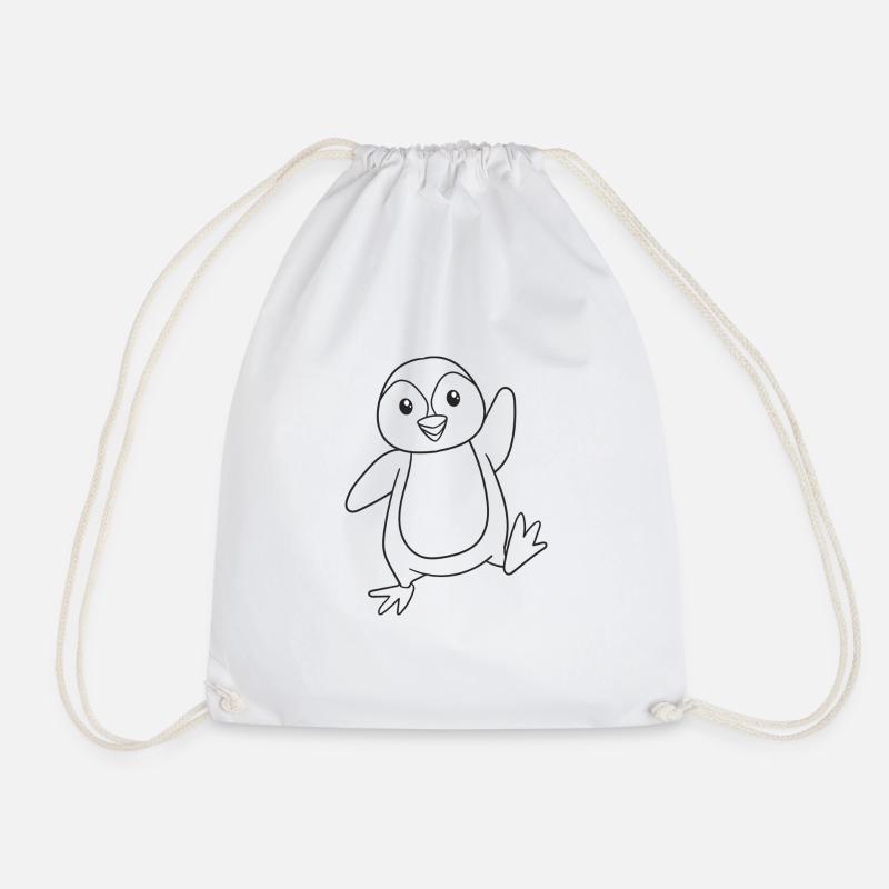 Penguin, bird, gift, gift idea - Drawstring Bag - white