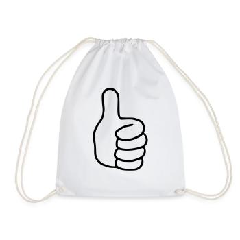 Emoji thumbs high sketch black - Drawstring Bag - white - Front
