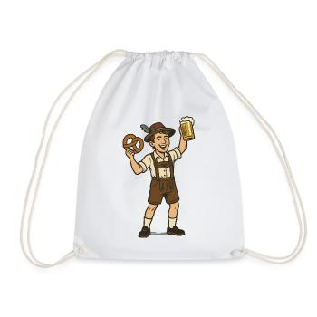 Young beer drinker in Lederhosen - Drawstring Bag - white - Front