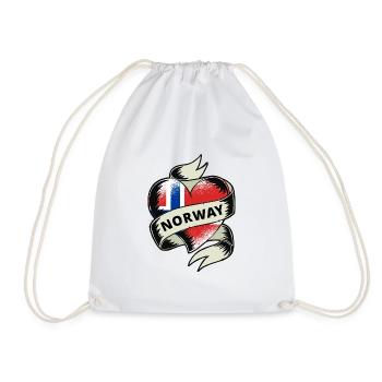 Norway flag heart vintage Scandinavia Norwegian - Drawstring Bag - white - Front