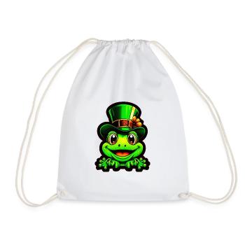 Une grenouille souriante porte un chapeau haut de forme de la Saint-Patrick - Sac de sport léger - blanc - Devant