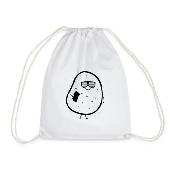 potato with beer - Drawstring Bag - white - Front