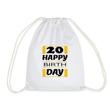 Geburtstag Happy Birthday 20 - Turnbeutel - Weiß - Vorne