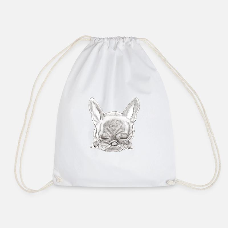 French Bulldog Bully Frenchie - Drawstring Bag - white
