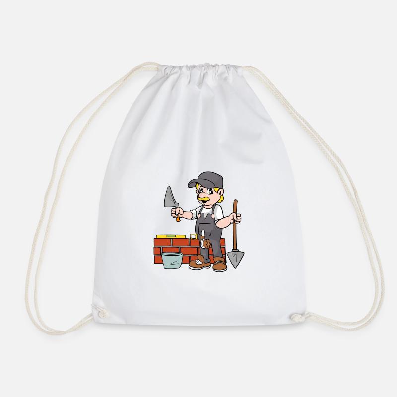 bricklayer - Drawstring Bag - white
