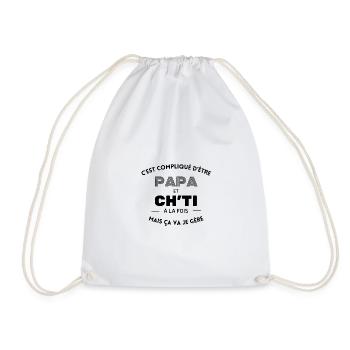 C'est compliqué d'être papa et ch'ti ça va je gère - Sac de sport léger - blanc - Devant