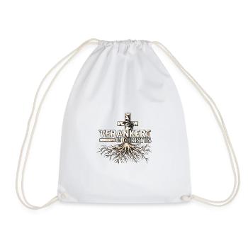 Verankert in Christus Christliches Motiv mit Kreuz - Turnbeutel - Weiß - Vorne