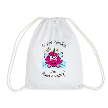 Licorne Rose C' pas possible, J'ai Aquaponey - Sac de sport léger - blanc - Devant