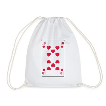 Heart 10 - ten of hearts - Drawstring Bag - white - Front