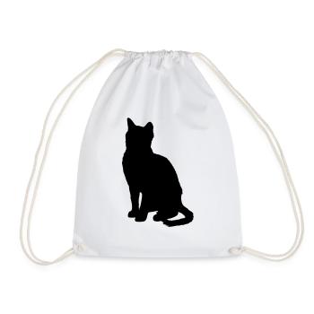 Vektor Katze Silhouette - Turnbeutel - Weiß - Vorne