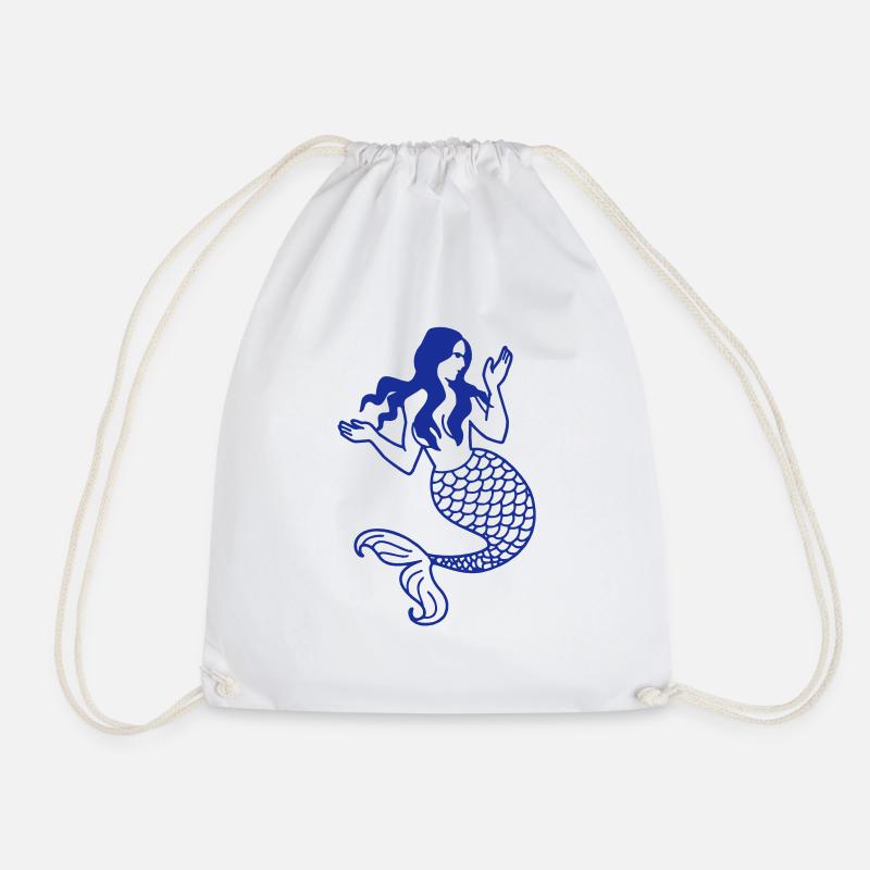 mermaid - Drawstring Bag - white