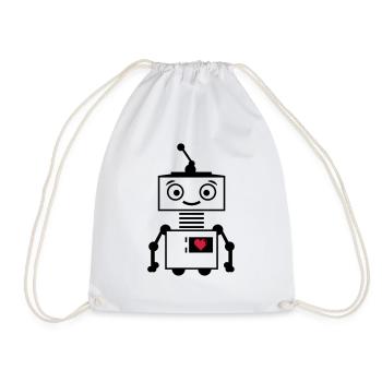 roboter_herz_2 - Turnbeutel - Weiß - Vorne