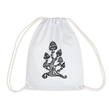Magic mushrooms, wonderland, psychedelic, lsd - Drawstring Bag - white - Front
