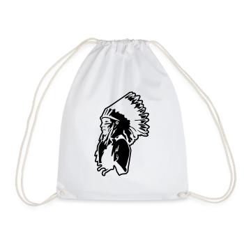 Indian Chief indien usa symbol of wild chef native - Drawstring Bag - white - Front