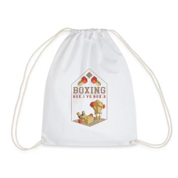 boxing box vs box - Drawstring Bag - white - Front